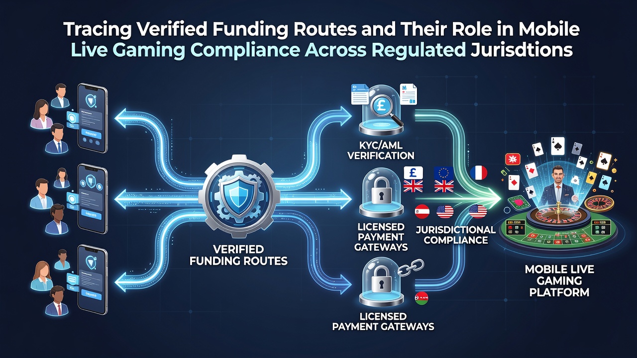 Illustratie van mobiele live gaming compliance en tracing mechanismen